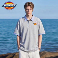 Dickies Emperor Cool Suitable Stripe Splicing Collar Short Sleeve Polo Top Men's Summer Loose Half Sleeve T-shirt M