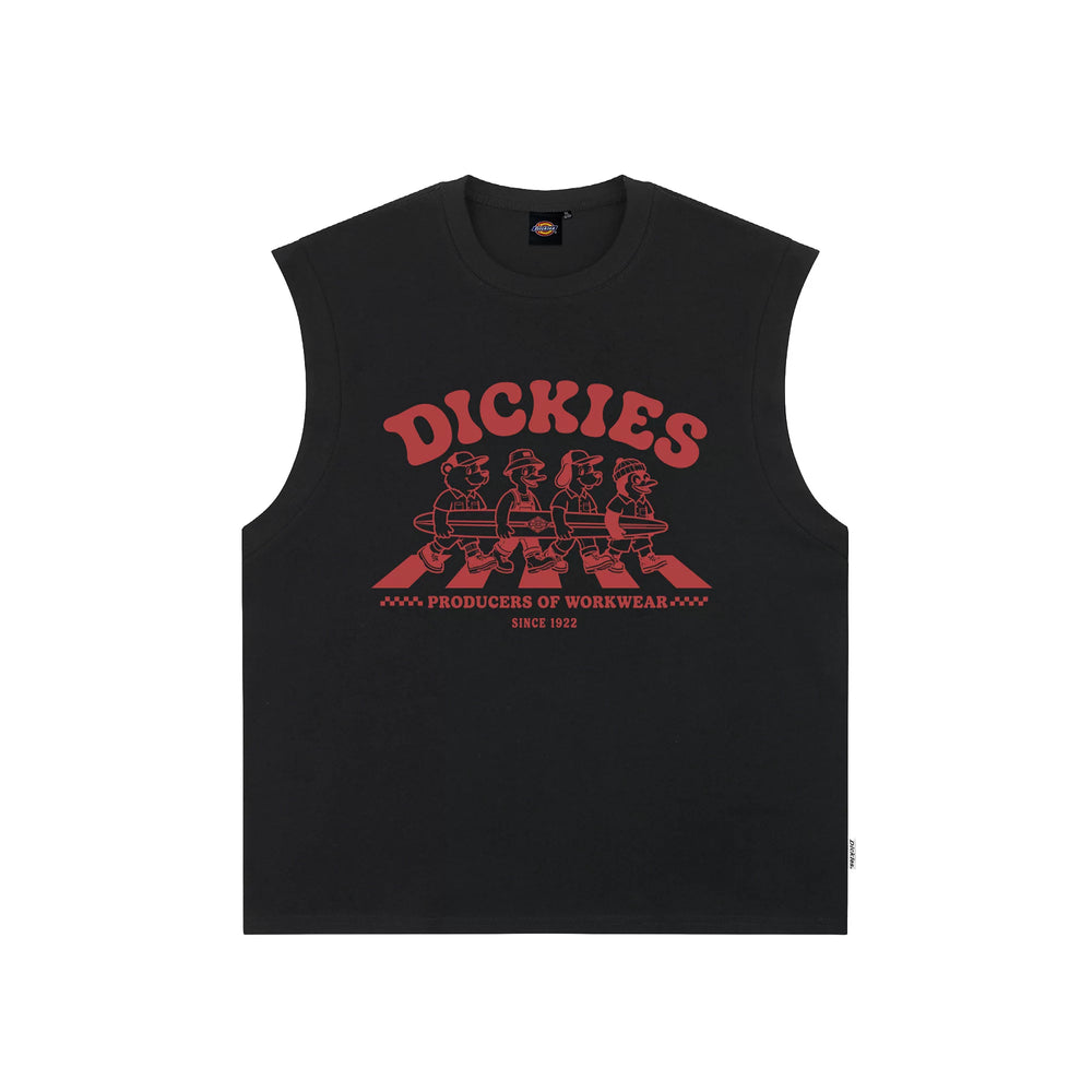 Dickies Cool Suitable American Pure Cotton Shoulder Tank Top Men's Summer Sleeveless Sports T-shirt Printed Black Top M