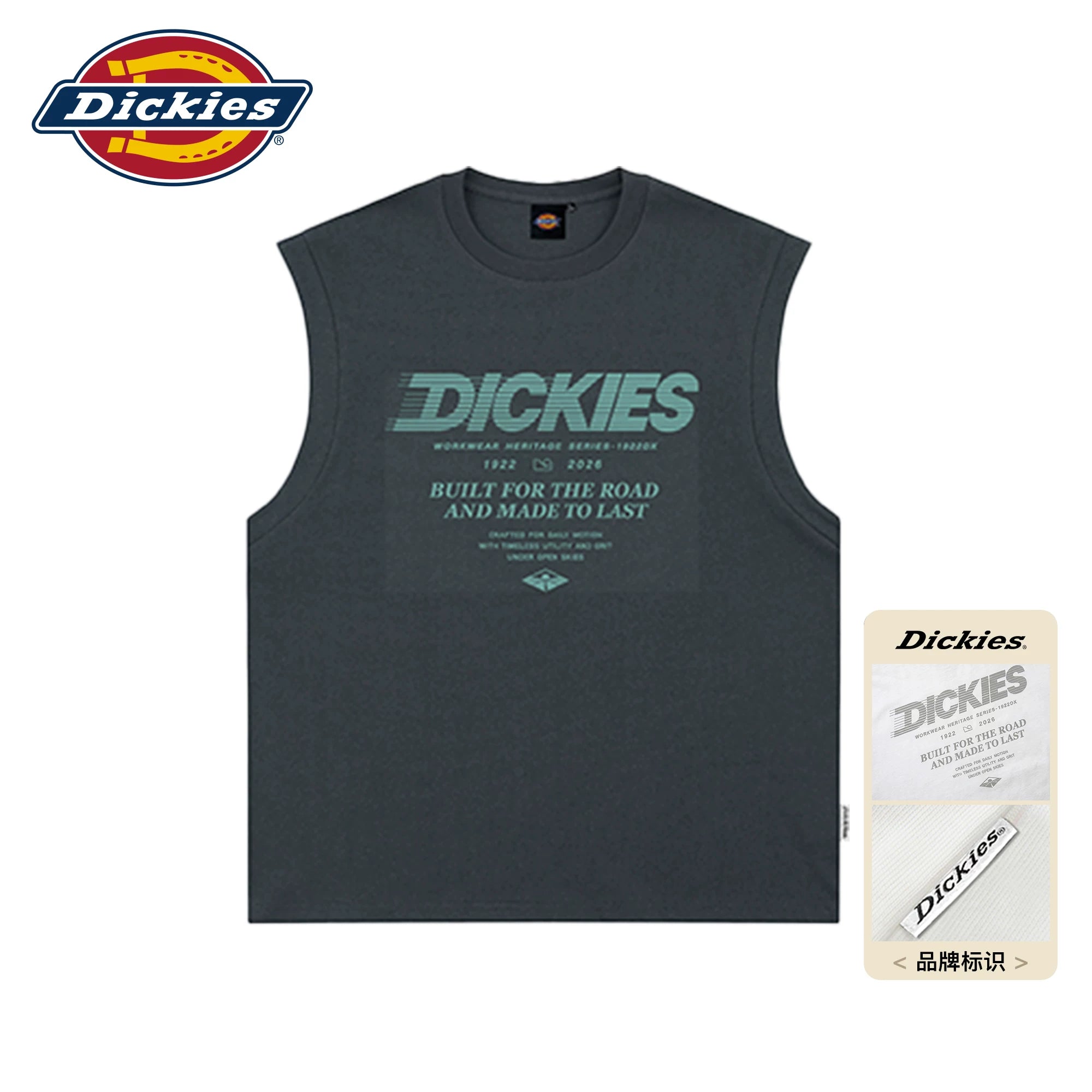Dickies Cool Suitable Pure Cotton Shoulder Tank Top Men's Summer Printed Loose Casual Top Wear Sleeveless T-shirt M