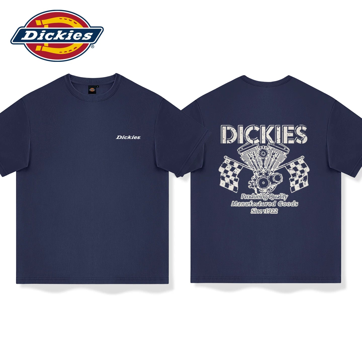Dickies men's short sleeved T-shirt 2026 new American retro navy blue high-end design half sleeved T-shirt A