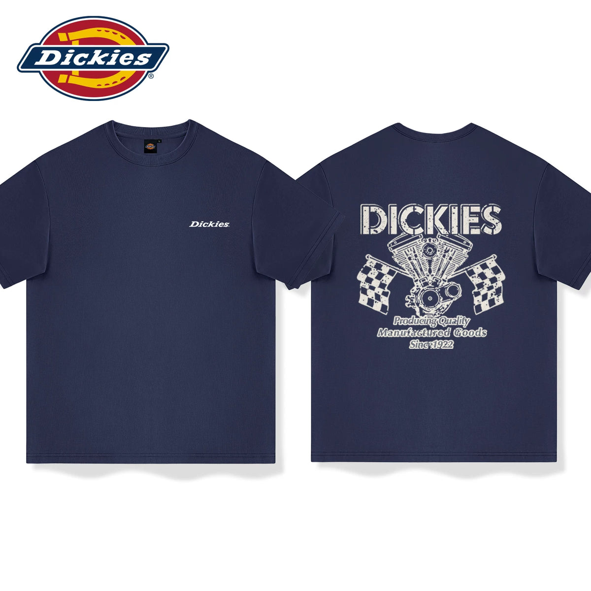 Dickies men's short sleeved T-shirt 2026 new American retro navy blue high-end design half sleeved T-shirt A