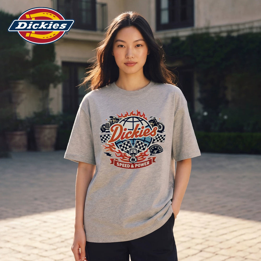 Dickies pure cotton short sleeved T-shirt for women in summer 2026, new American printed loose round neck top m