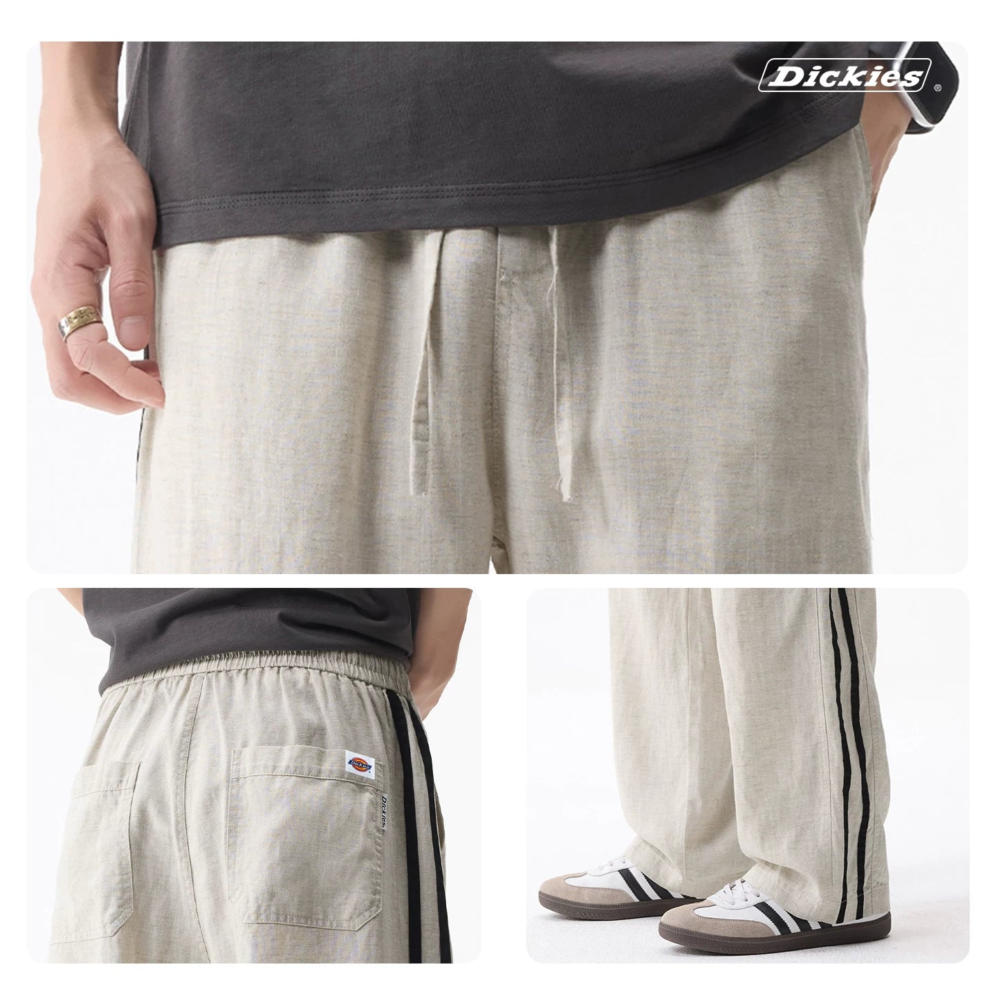 Diesel Dickies thin striped casual pants for men's summer straight linen long pants Y