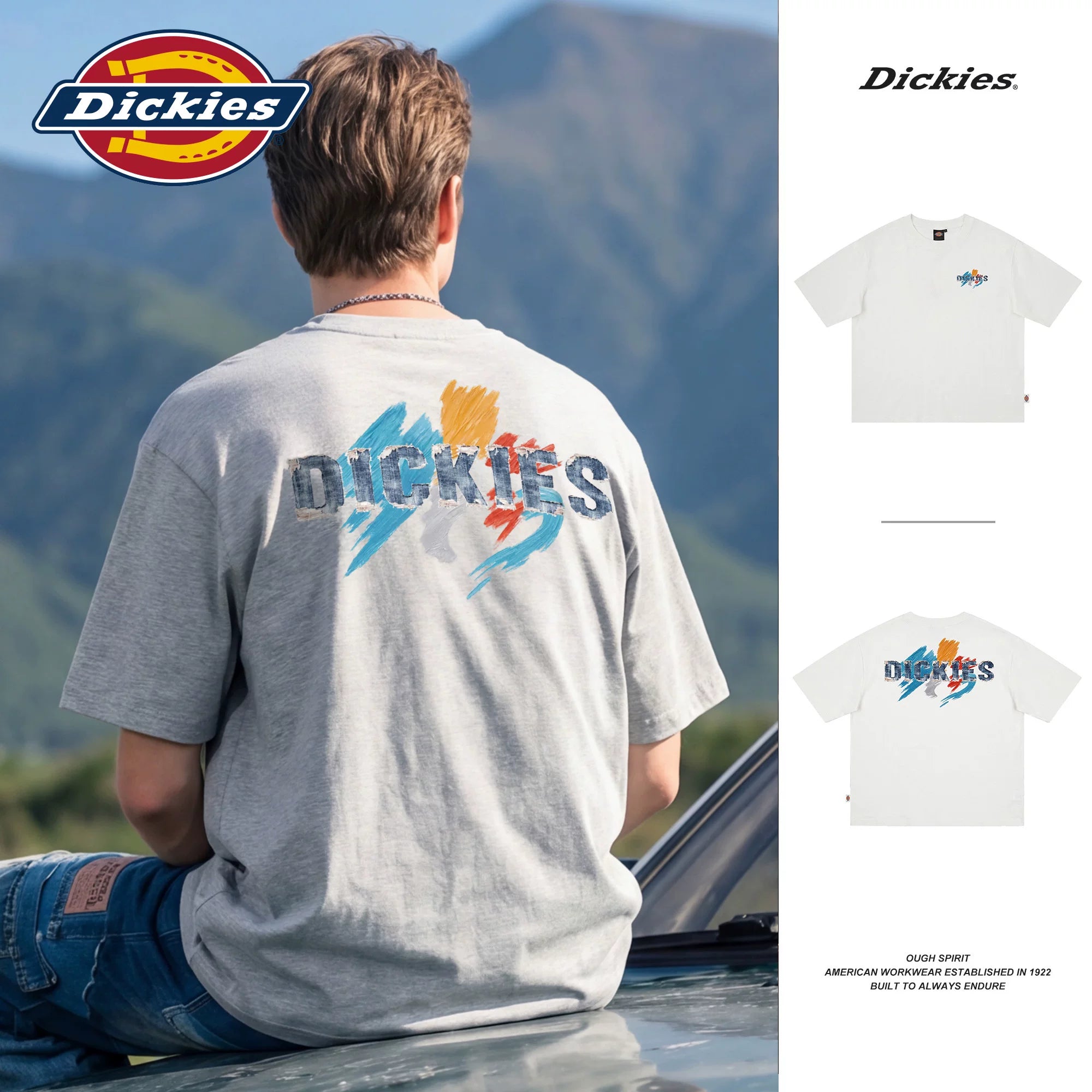 Dickies Emperor Cool Suitable American Graffiti Letter Printed Short sleeved T-shirt Men's Summer Pure Cotton Casual Couple Top M