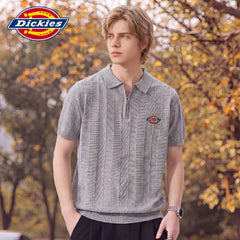 Dickies Cool Suitable Half Zipper Short Sleeve Polo Shirt Summer New Loose and Versatile Classic Logo T-shirt Top Y