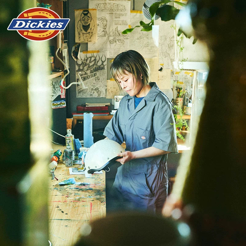 Dickies Cool Autumn workwear casual short sleeved jumpsuit long pants double-sided zipper jumpsuit men's bottoms J