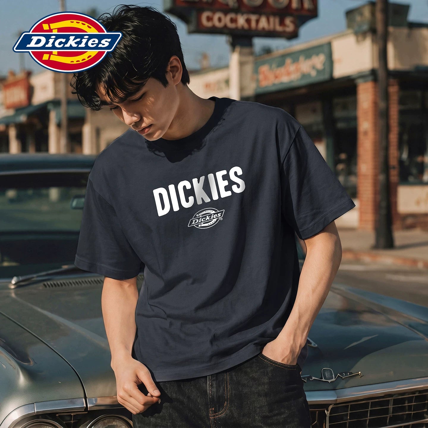 Dickies Cool Summer New American Printed Casual Round Neck Short Sleeve T-shirt for Men, Thin Half Sleeve Shirt Y
