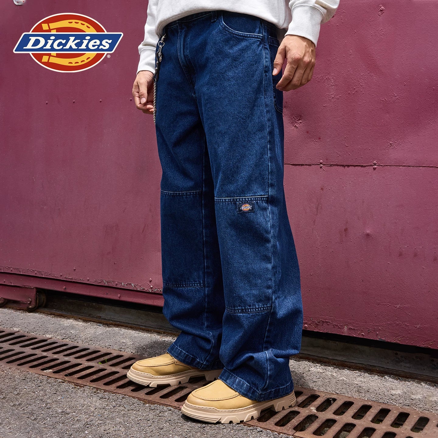 Dickies Emperor Cool 2026 Spring and Autumn Loose Washed Cowboy Double Knee Pants Retro Blue Bull Loose Work Pants J