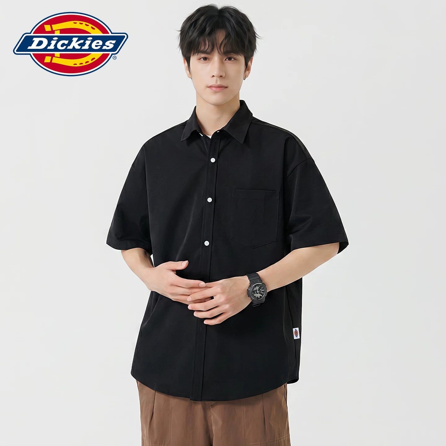 Dickies Cool Summer American Casual Loose Short sleeved Shirt Men's Thin Breathable Collar Top Y