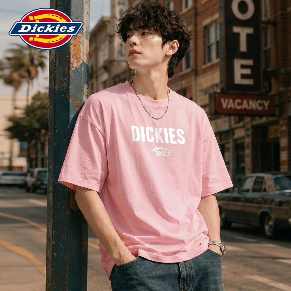 Dickies Cool Summer New American Printed Casual Round Neck Short Sleeve T-shirt for Men, Thin Half Sleeve Shirt Y