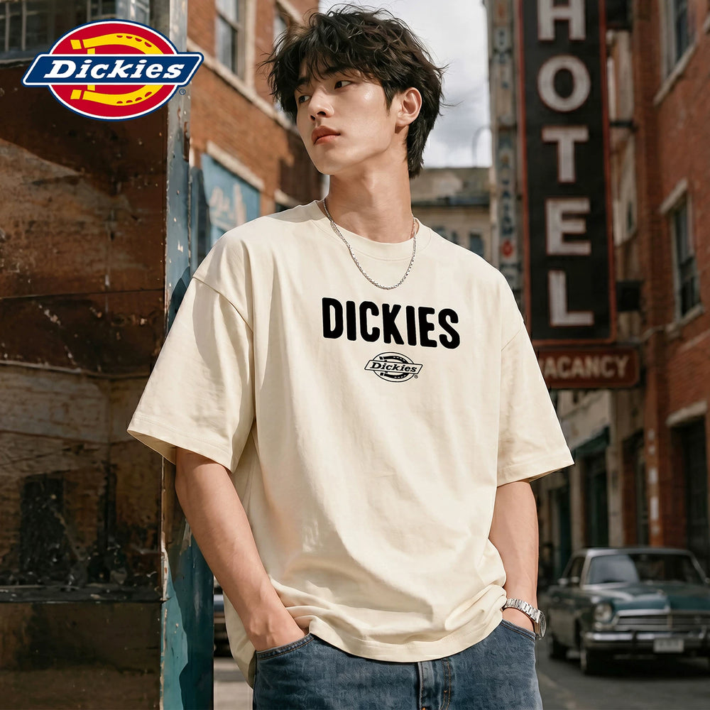 Dickies Cool Summer New American Printed Casual Round Neck Short Sleeve T-shirt for Men, Thin Half Sleeve Shirt Y