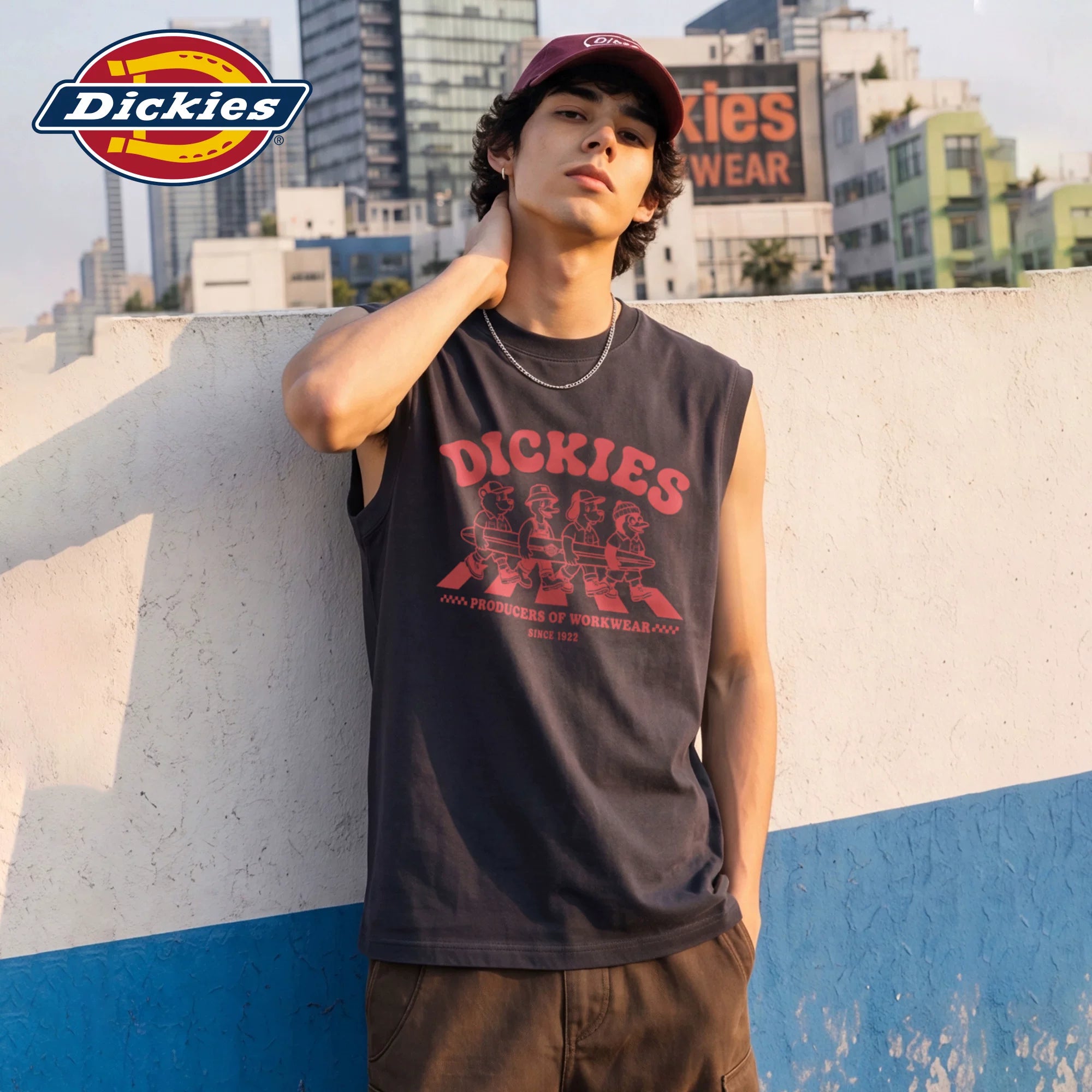 Dickies Emperor Cool Suitable American Children's Fun Cartoon Printed Shoulder Tank Top Men's Summer Cotton Loose Sleeveless Top M