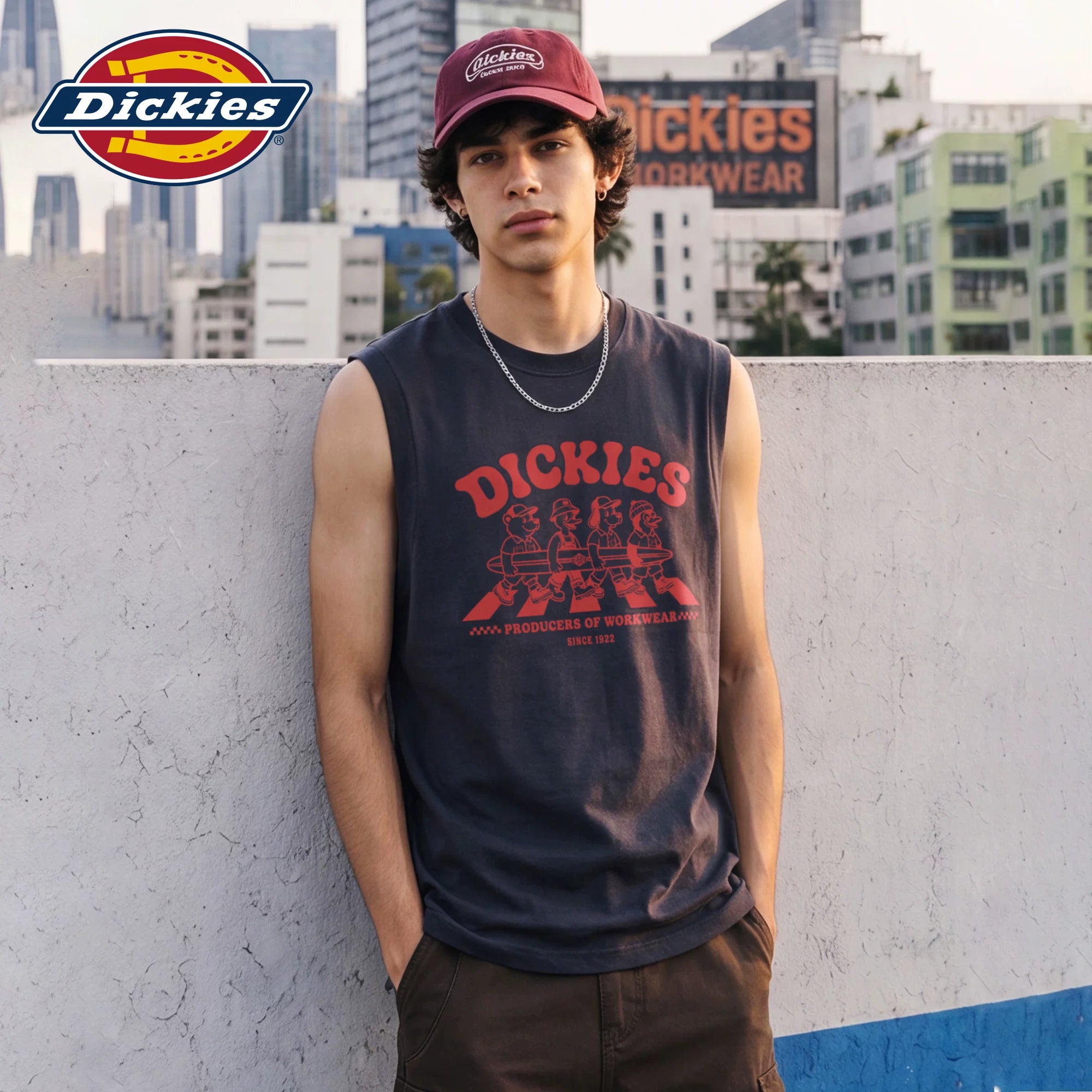 Dickies Emperor Cool Suitable American Children's Fun Cartoon Printed Shoulder Tank Top Men's Summer Cotton Loose Sleeveless Top M