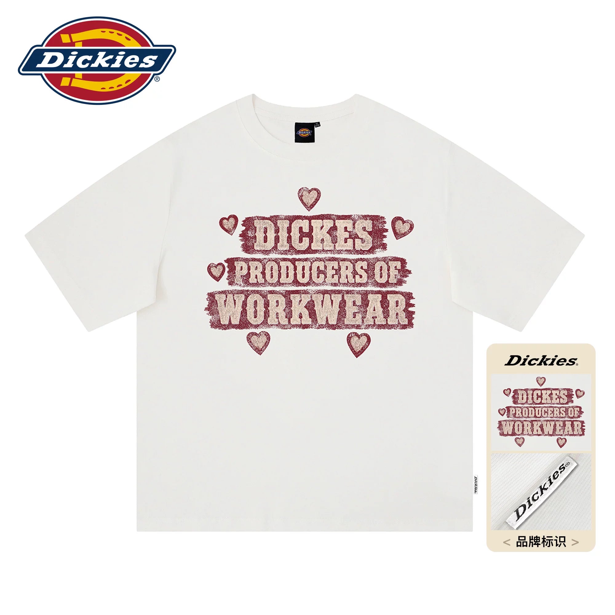 Dickies Cool Trendy Brand Short Sleeve T-shirt for Boys Summer Solona Cool Letter Printed Casual Top M