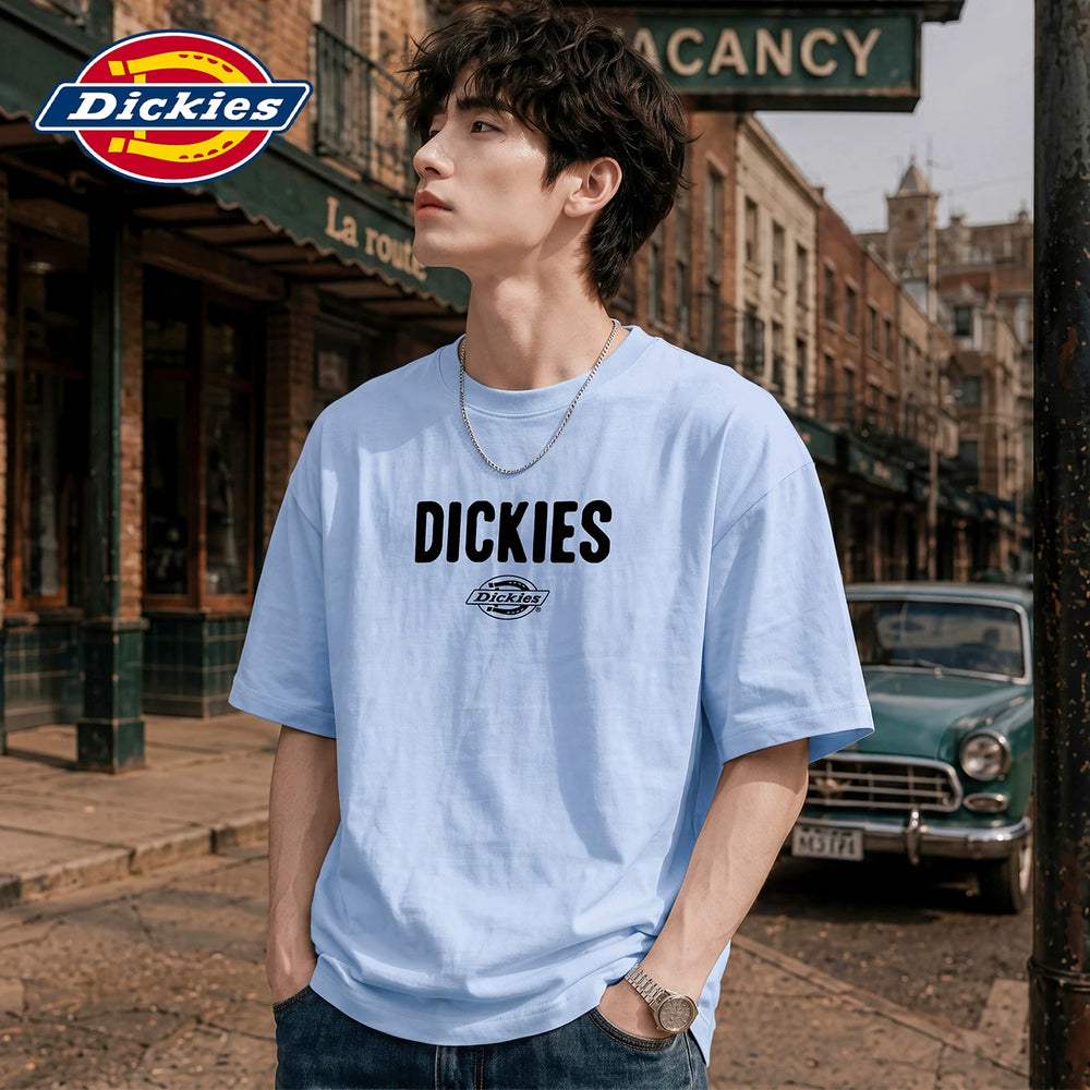 Dickies Cool Summer New American Printed Casual Round Neck Short Sleeve T-shirt for Men, Thin Half Sleeve Shirt Y