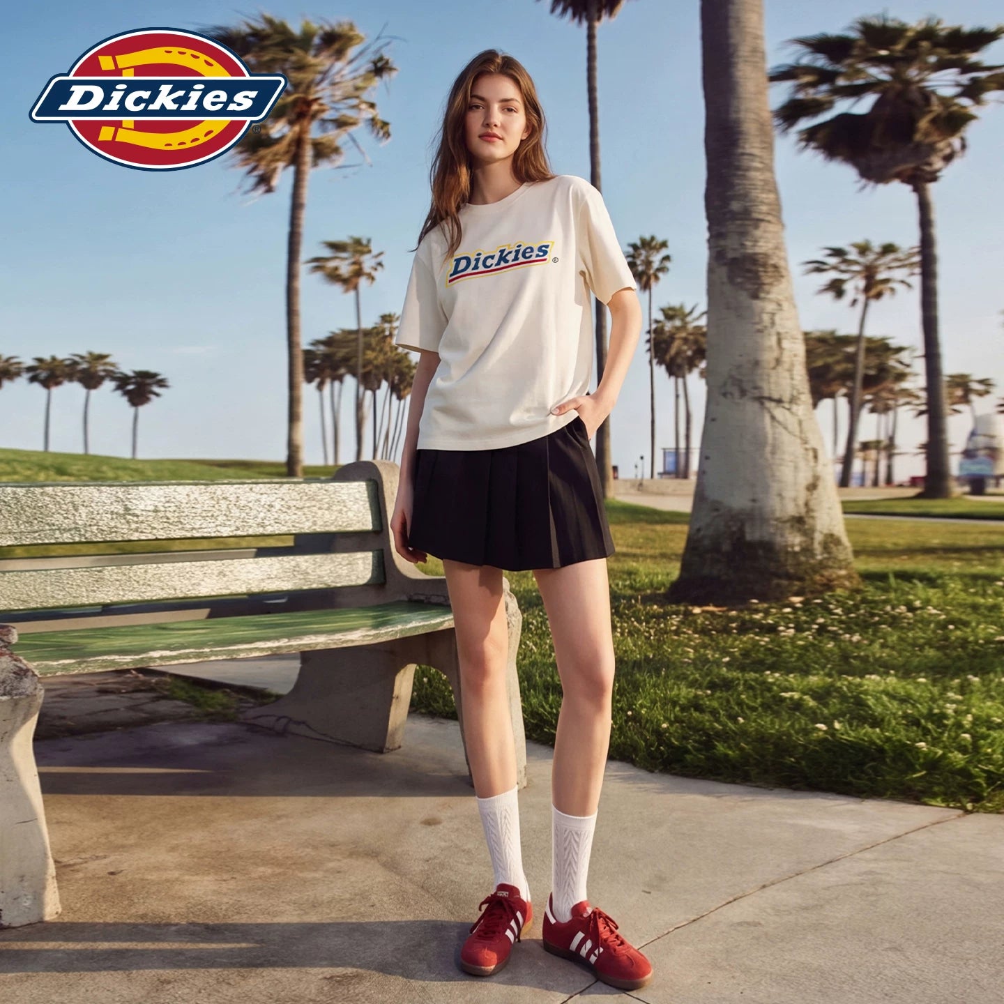 Dickies Cool Suitable Pure Cotton Short sleeved T-shirt for Women's Summer New Style American Trendy Brand Letter Printed Versatile Top m