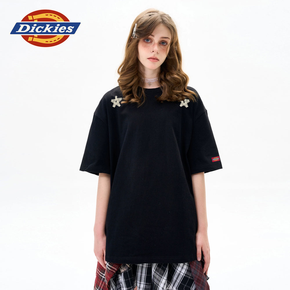 Dickies Heavy 320g Sorona Paris Cotton T-shirt Men's American Retro Letter Printed Loose Round Neck Short Sleeve