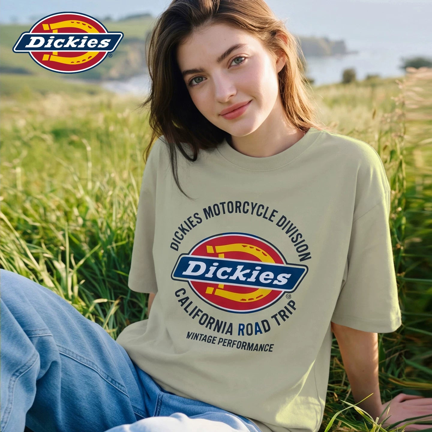 Dickies Emperor Cool Suitable Army Green Short sleeved T-shirt for Women 2026 Simple Style Comfortable and Versatile Loose Round Neck Top m