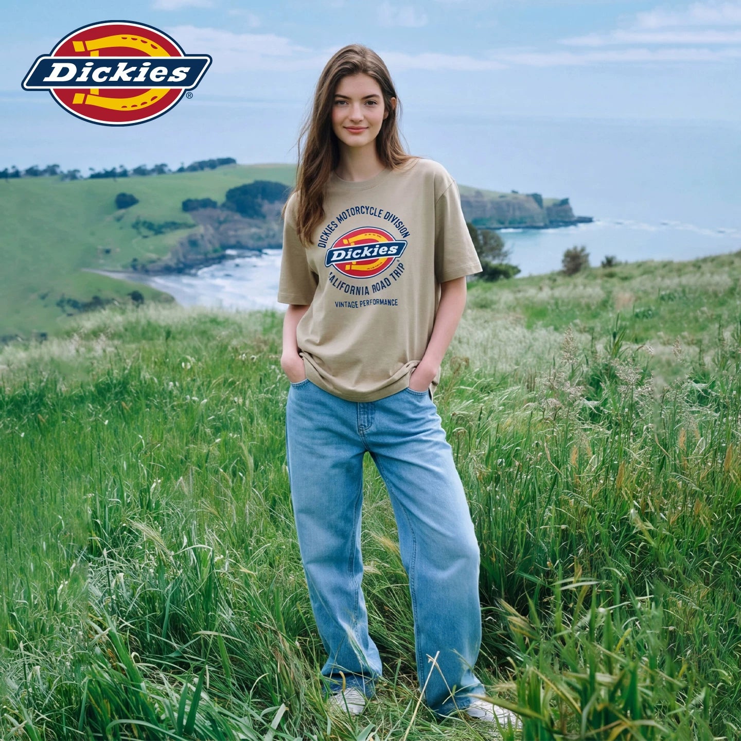 Dickies Emperor Cool Suitable Army Green Short sleeved T-shirt for Women 2026 Simple Style Comfortable and Versatile Loose Round Neck Top m