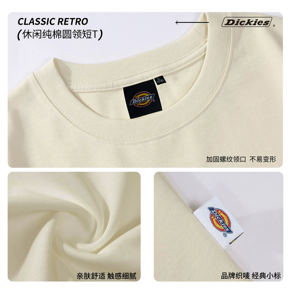 Dickies is suitable for making old LOGO short sleeved T-shirts, thin styles, summer new styles, men's round neck T-shirts, five quarter sleeves, Y