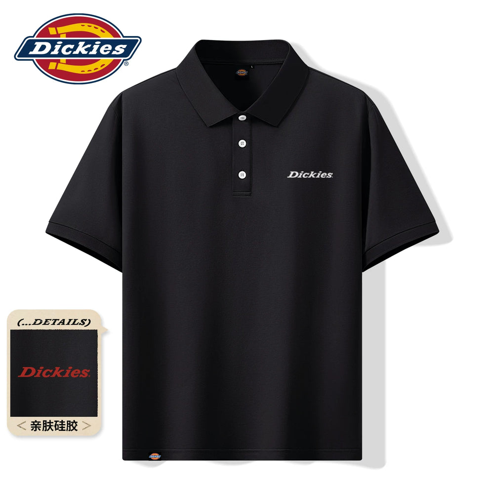 Dickies Men's Polo Shirt Short Sleeve 2026 Summer Light Business Mulberry Silk Ice Silk Cool Feel Breathable Collar T-shirt A