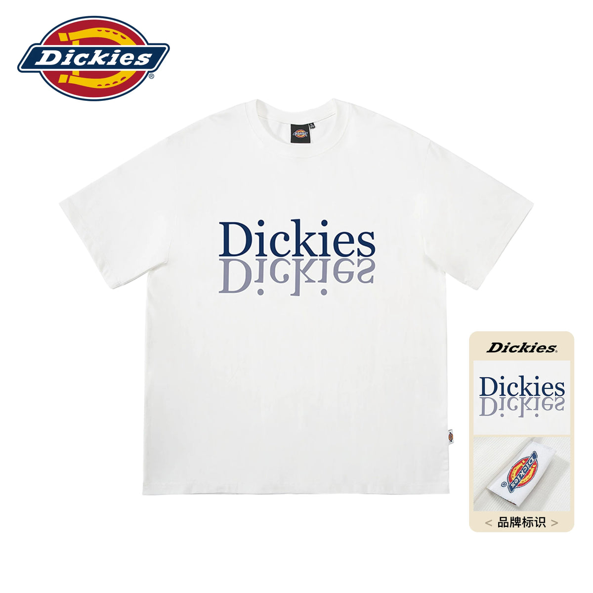 Dickies Emperor Cool Suitable Double layered Color Overlapping Short sleeved T-shirt Men's Summer Cotton Loose Round Neck Half Sleeve Top M