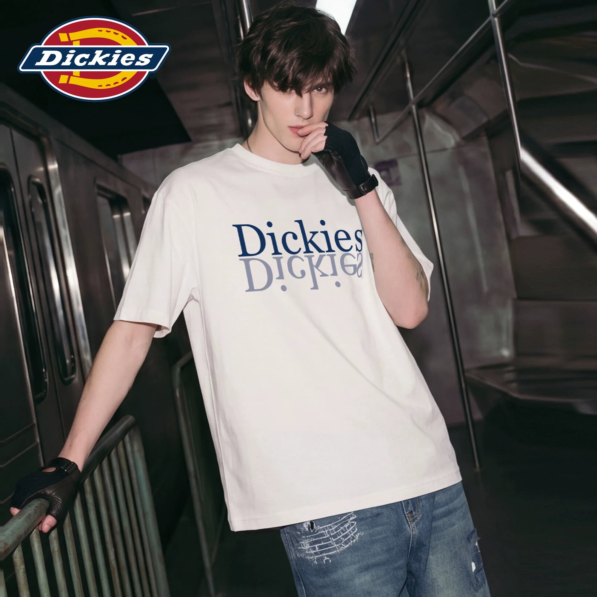 Dickies Emperor Cool Suitable Double layered Color Overlapping Short sleeved T-shirt Men's Summer Cotton Loose Round Neck Half Sleeve Top M