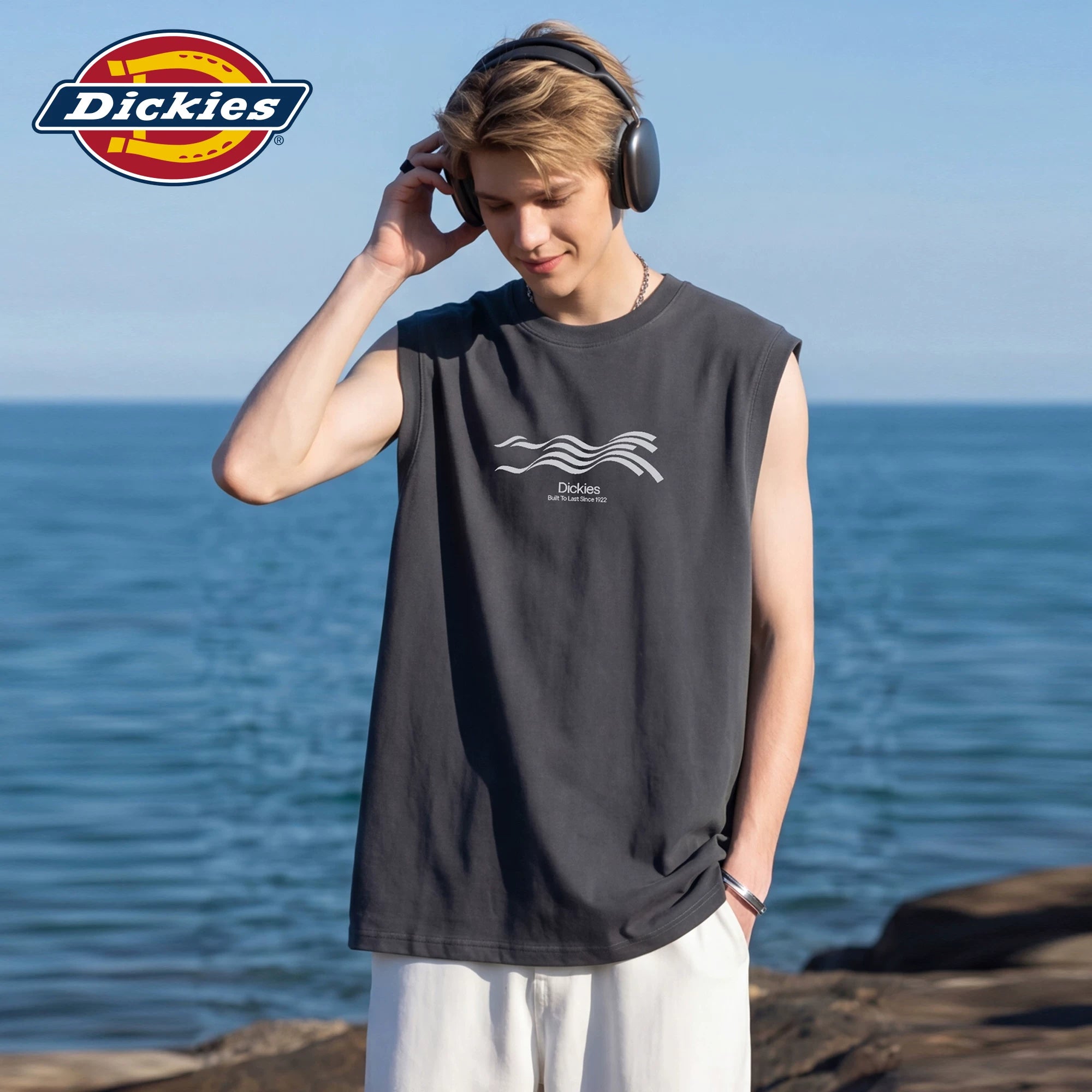 Dickies Emperor Cool Suitable Casual Shoulder Vest Men's Summer Pure Cotton Sleeveless T-shirt Sports Fitness Round Neck Top M