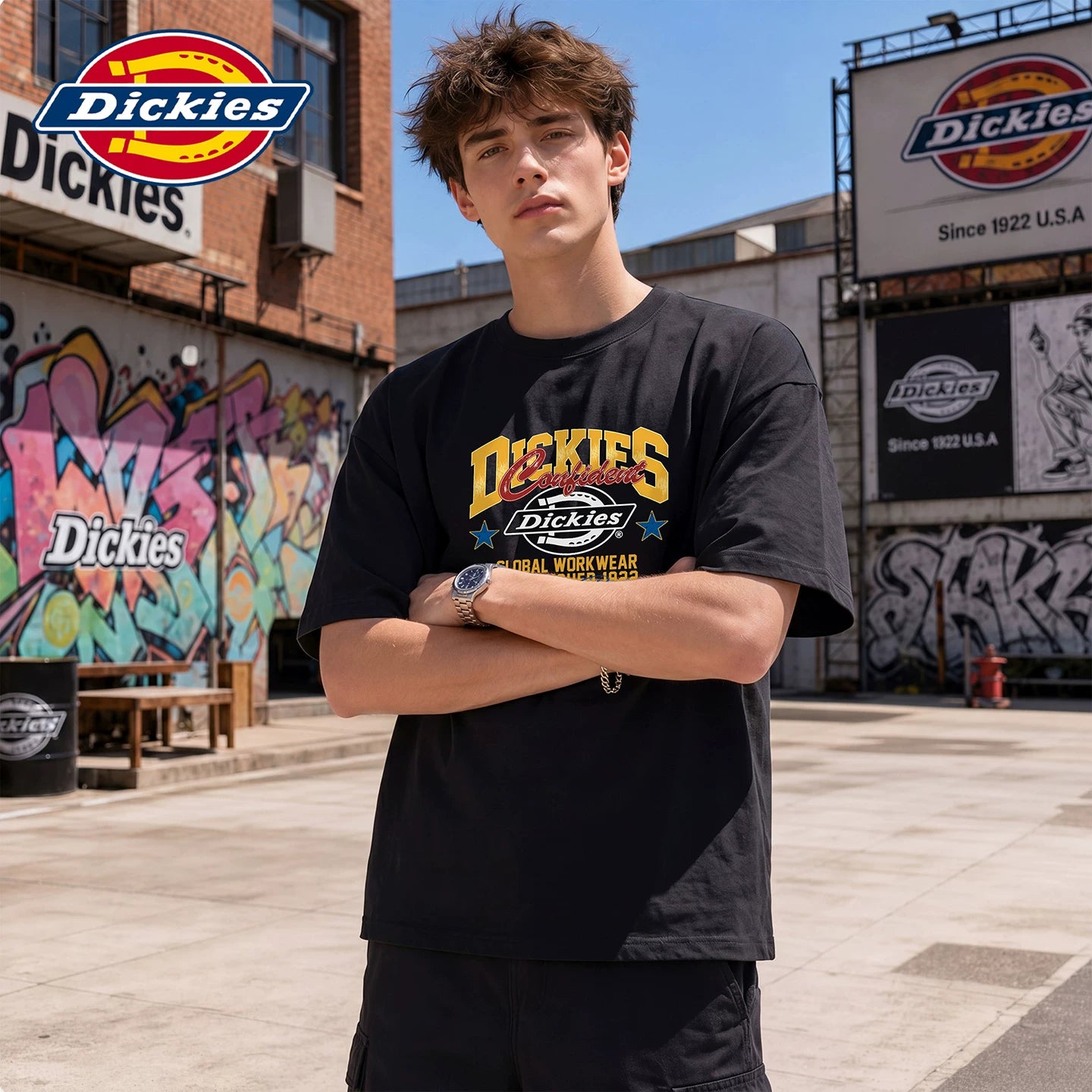 Dickies帝酷适美式夏季2026字母印花男士半袖衫薄款休闲短袖T恤Y