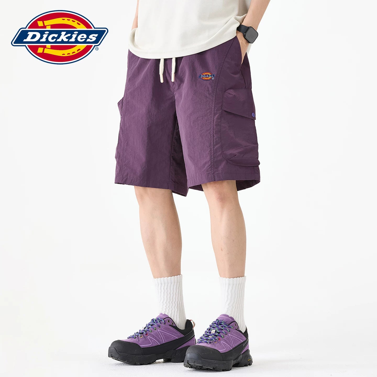 Dickies new straight leg five quarter pants for men's summer loose thin drawstring workwear casual shorts Y