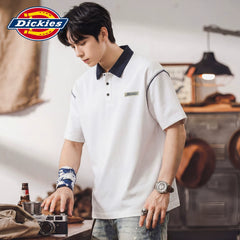 Dickies Summer 2026 New Button Design Short Sleeve Polo Shirt Men's Loose Collar Top Y