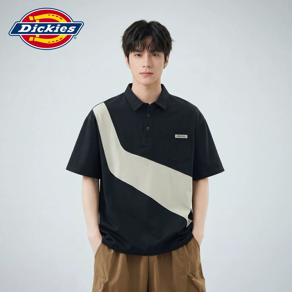 Dickies Cool Summer New Collection Color blocked Collar Short Sleeve Polo Shirt Men's Loose Versatile Top Y