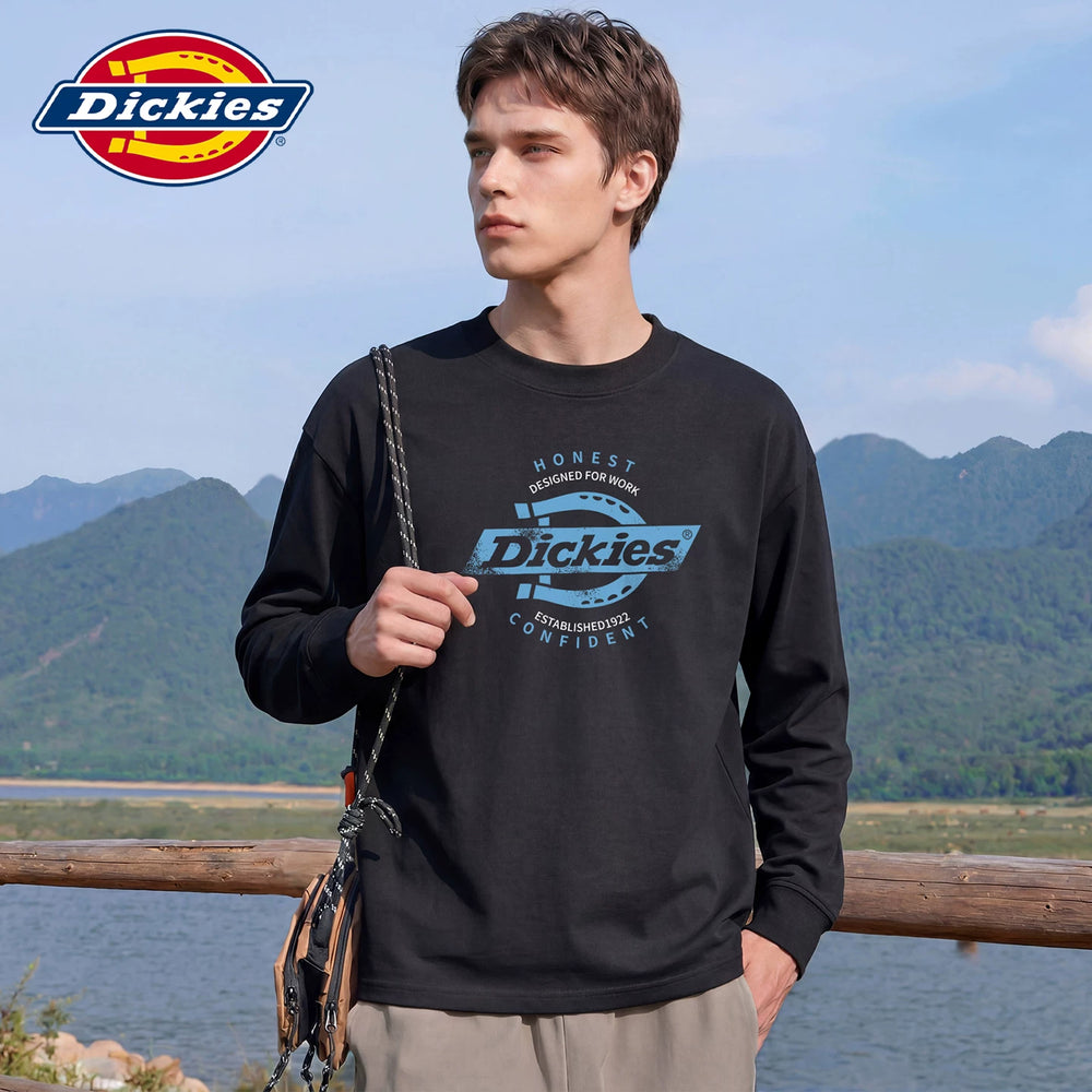 Dickies' new soft long sleeved T-shirt for spring, men's round neck American T-shirt with printed upper garment Y