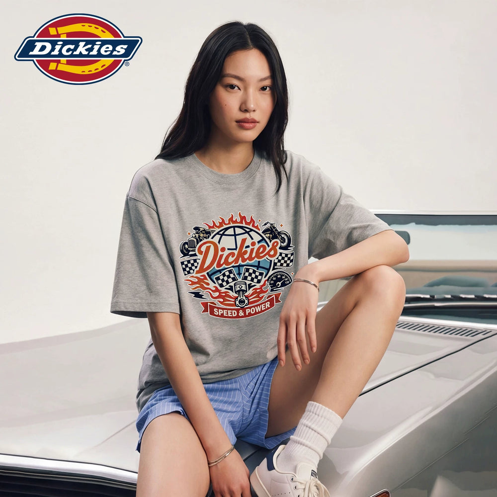 Dickies pure cotton short sleeved T-shirt for women in summer 2026, new American printed loose round neck top m