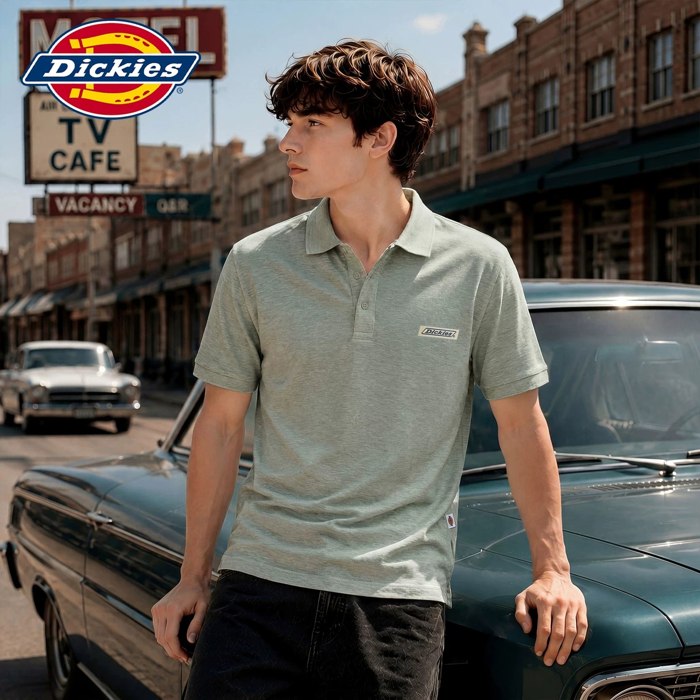Diesel Dickies summer new short sleeved polo shirt men's round neck pullover top Y