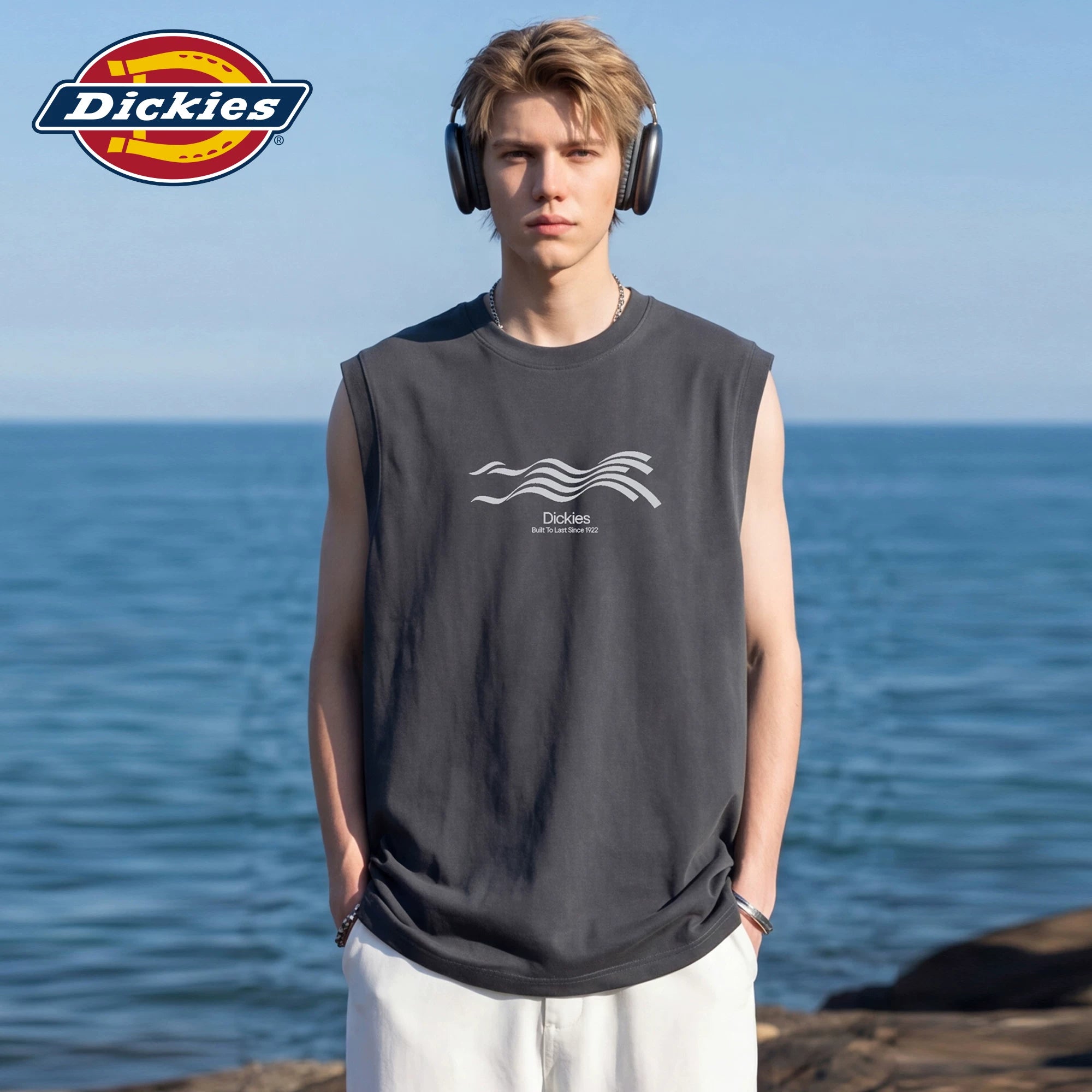 Dickies Emperor Cool Suitable Casual Shoulder Vest Men's Summer Pure Cotton Sleeveless T-shirt Sports Fitness Round Neck Top M