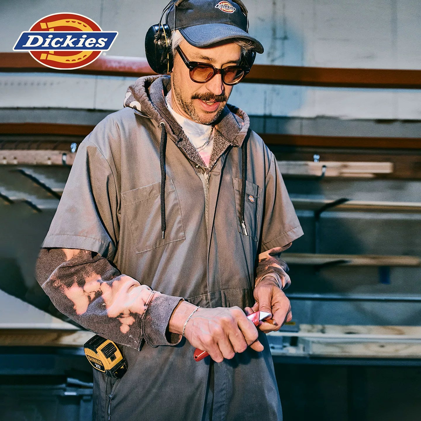 Dickies Cool Autumn workwear casual short sleeved jumpsuit long pants double-sided zipper jumpsuit men's bottoms J