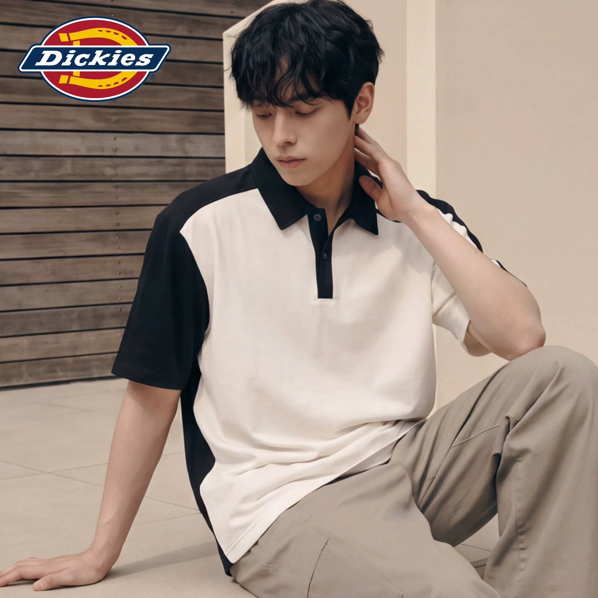 Dickies Cool Color Matching Short Sleeve Polo Shirt for Men's Summer Versatile Commuting Casual Half Sleeve Loose Top M