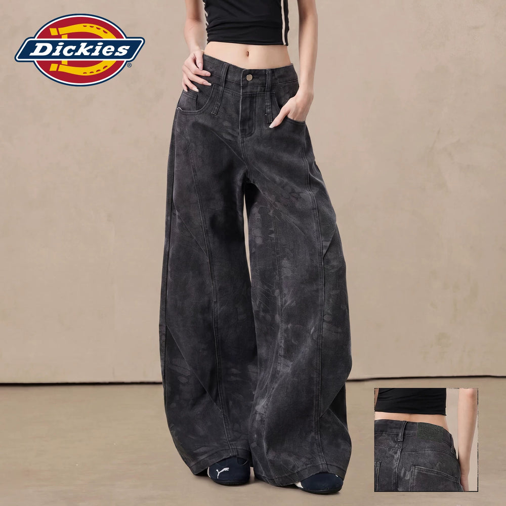 Dickies Cool Tie Dyeing Wide Leg Jeans for Women 2026 Summer New Loose Casual Versatile Work Pants M