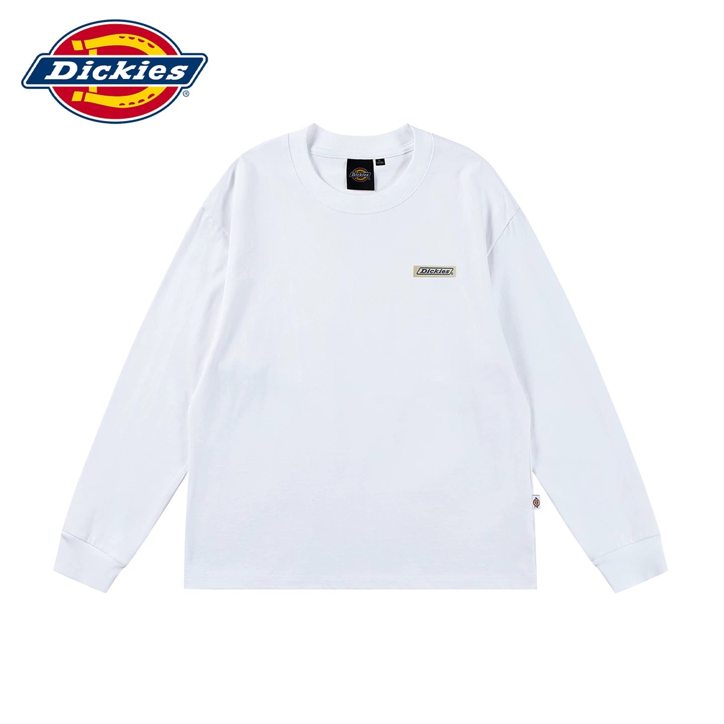 Dickies' new soft long sleeved T-shirt for spring, men's round neck printed T-shirt, loose fitting upper garment Y