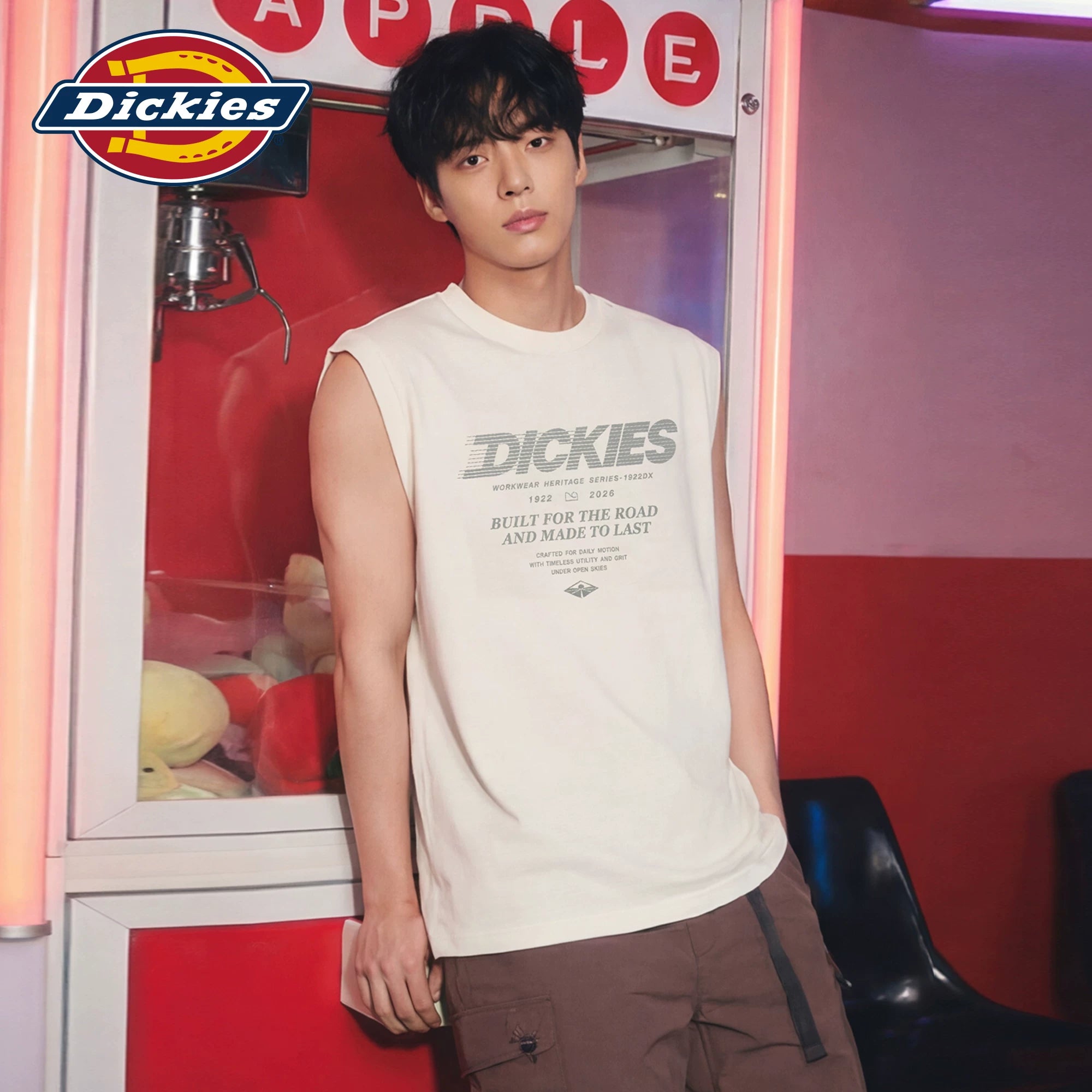 Dickies Cool Suitable Pure Cotton Shoulder Tank Top Men's Summer Printed Loose Casual Top Wear Sleeveless T-shirt M