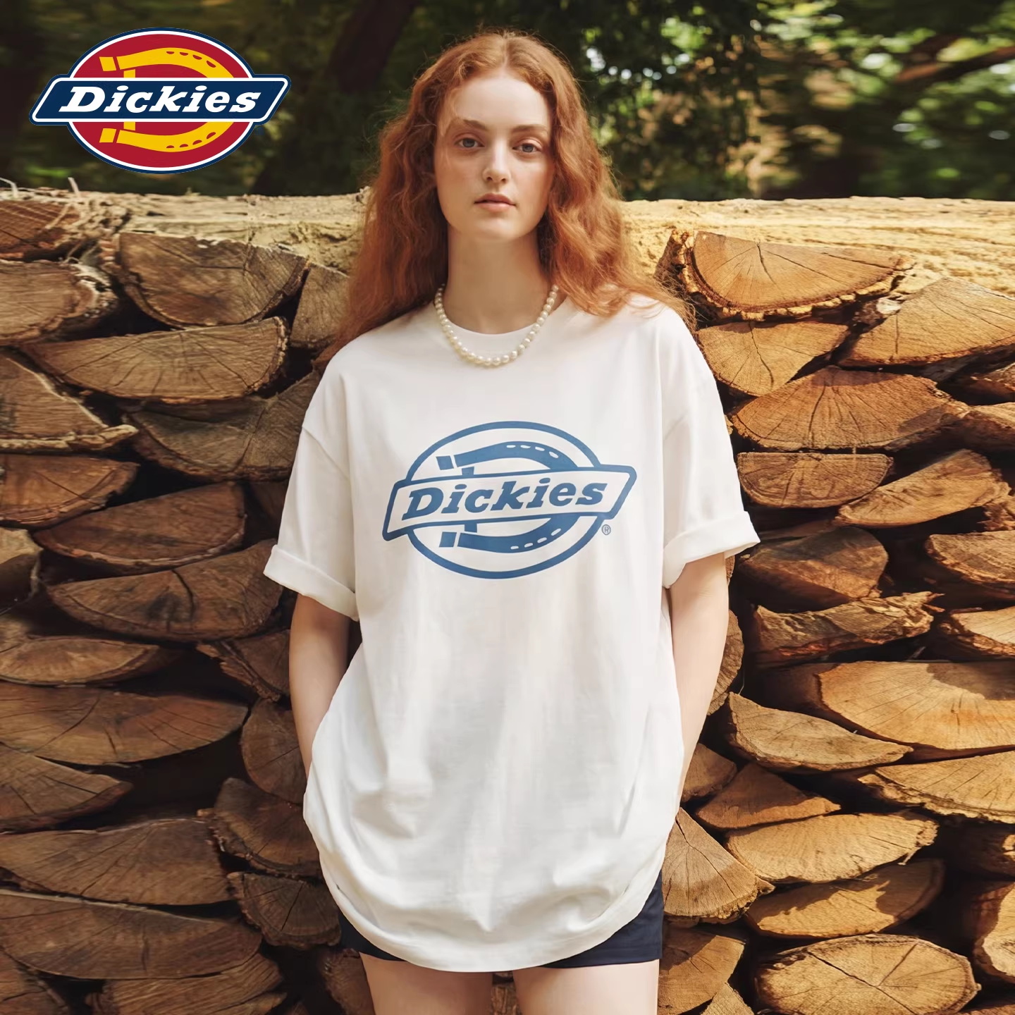 Dickies Emperor Cool Suitable Letter Printed Short sleeved T-shirt for Women in Spring 2026, Trendy and Trendy, Loose and Simple Top m