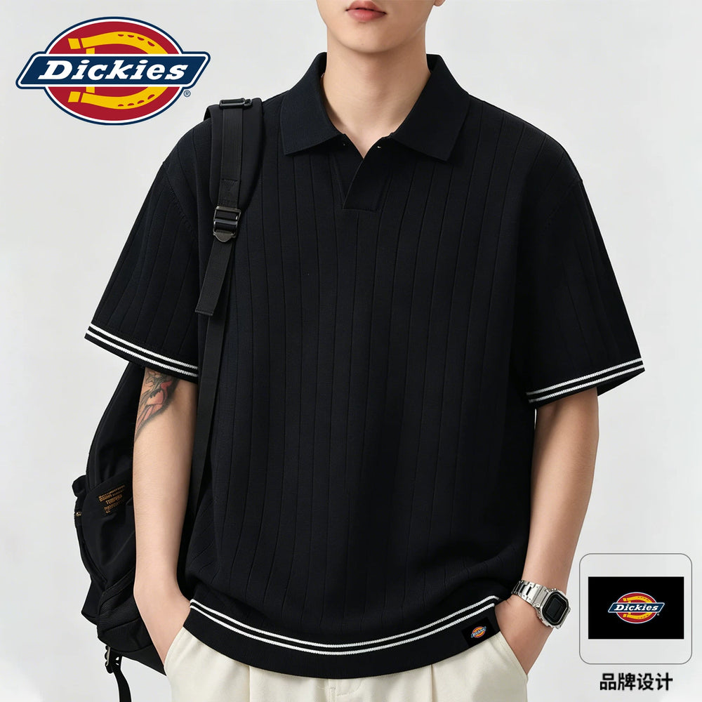 Dickies short sleeved men's 2026 summer new casual breathable seagull collar T-shirt youth top knitted polo shirt