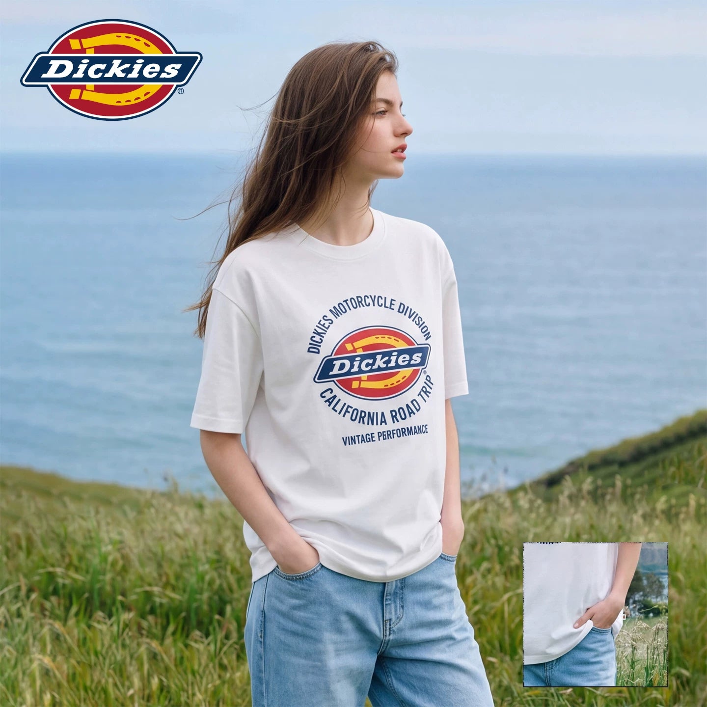 Dickies Emperor Cool Suitable Army Green Short sleeved T-shirt for Women 2026 Simple Style Comfortable and Versatile Loose Round Neck Top m
