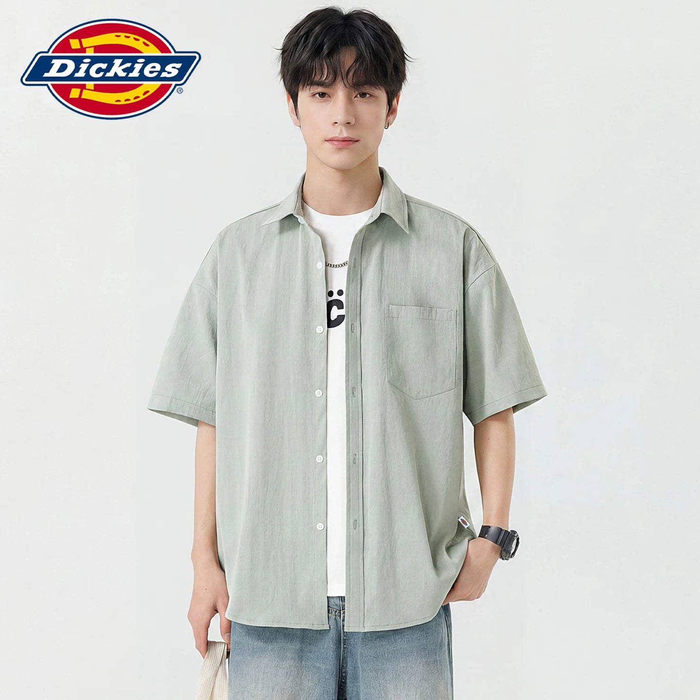 Dickies Cool Summer American Casual Loose Short sleeved Shirt Men's Thin Breathable Collar Top Y