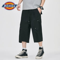 Dickies Cool American Trendy Brand Seven Point Pants for Men Summer Black Pure Cotton Loose Wide Leg Casual Middle Pants M