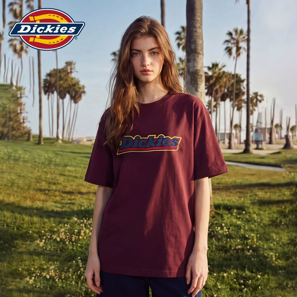 Dickies Cool Suitable Pure Cotton Short sleeved T-shirt for Women's Summer New Style American Trendy Brand Letter Printed Versatile Top m