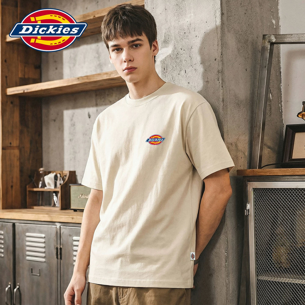 Dickies is suitable for making old LOGO short sleeved T-shirts, thin styles, summer new styles, men's round neck T-shirts, five quarter sleeves, Y