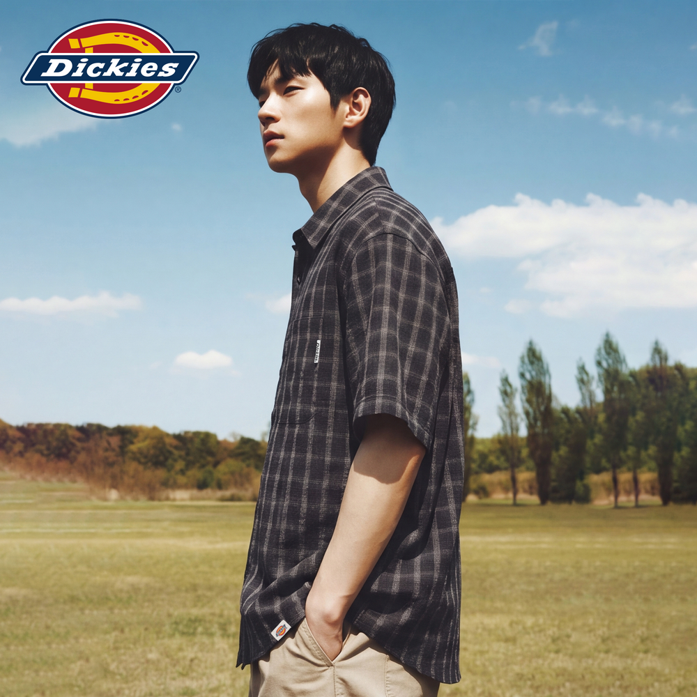 Dickies Cool Short Sleeve Shirt New Men's American Trendy Plaid Shirt Simple Casual Loose Top M