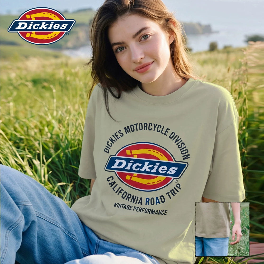 Dickies Emperor Cool Suitable Army Green Short sleeved T-shirt for Women 2026 Simple Style Comfortable and Versatile Loose Round Neck Top m